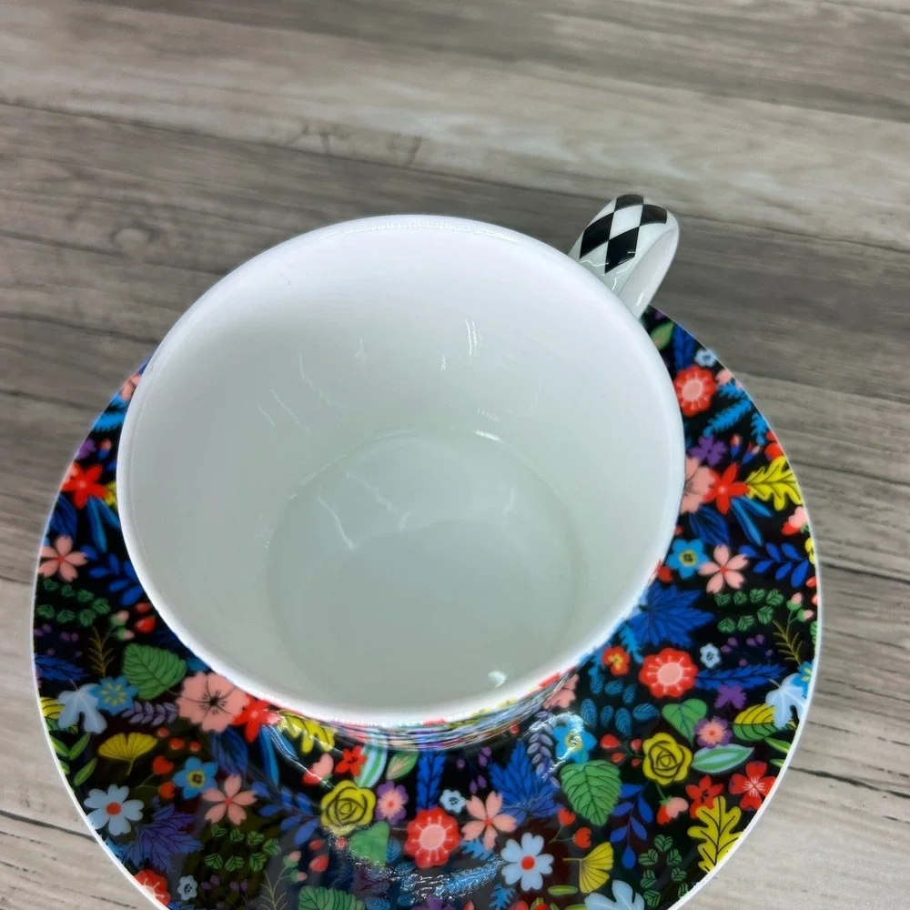 Stechcol Gracie Bone China Mad Hatter Whimsical Tea Set Cup Plate Floral Cottage